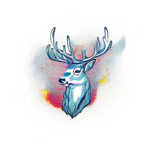 Stag in a fine line style tattoo design idea