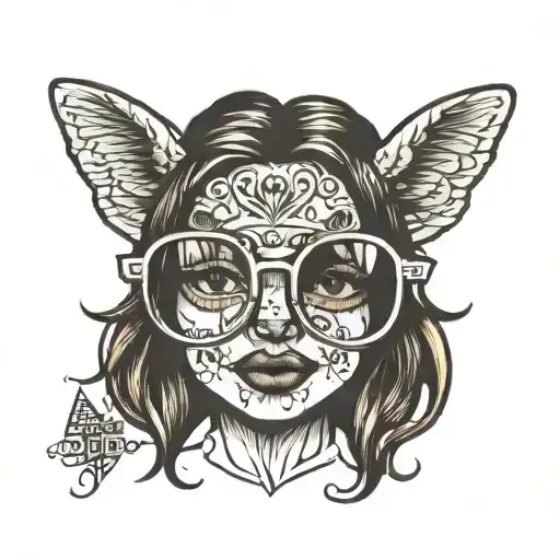 kissy Emoji face with eyeglasses  tattoo design idea
