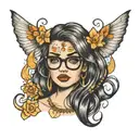 kissy Emoji face with eyeglasses  tattoo design idea