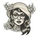kissy Emoji face with eyeglasses  tattoo design idea