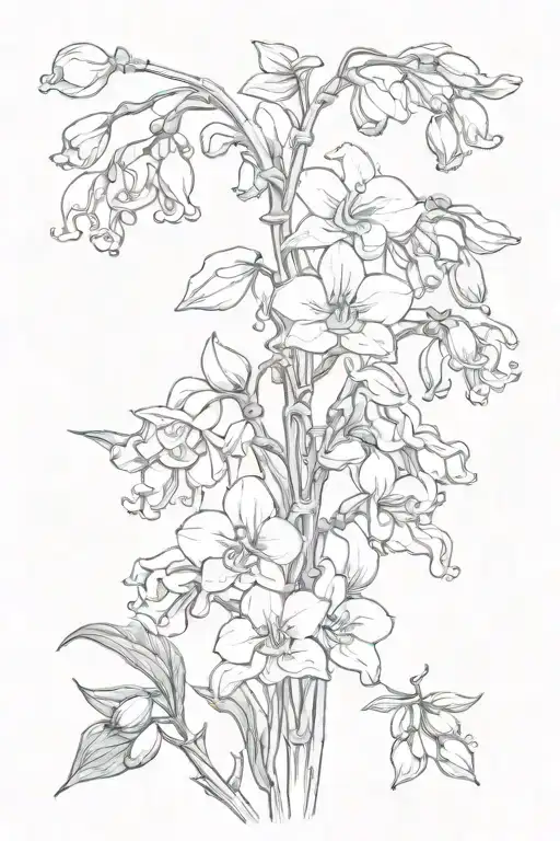 lilly of the valley sweet pea snow drop hawthorn flower tattoo design idea