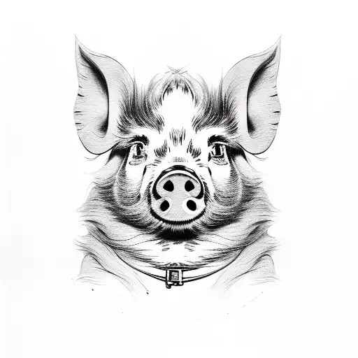 pig and dog tattoo design idea