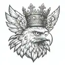wounded eagle with a crown tattoo design idea