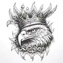 wounded eagle with a crown tattoo design idea