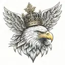 wounded eagle with a crown tattoo design idea