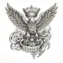 wounded eagle with a crown tattoo design idea