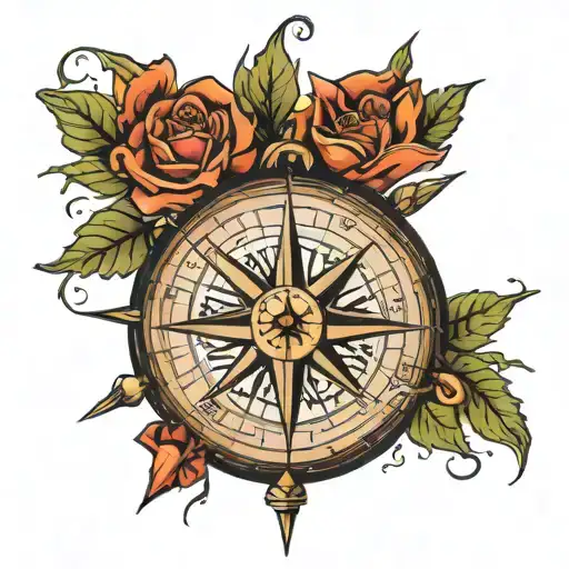compass with the names Hector, Lorraine, Samaria and Habakkuk tattoo design idea