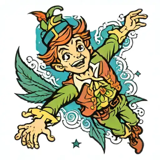 peter pan stoner tattoo design idea