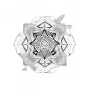 blackwork geometric mandala tattoo design idea