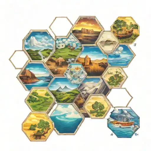 individual catan resources in a hexagon tattoo design idea