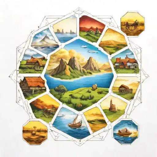 individual catan resources in a hexagon tattoo design idea