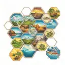 individual catan resources in a hexagon tattoo design idea