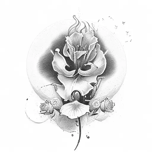 "even though I walk the darkest valleys, I will fear no evil, for you are with me; psalm 23:4" with a lily flower tattoo design idea