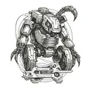 robot scorpion tattoo design combining taill with chainsaw tattoo design idea