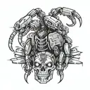 robot scorpion tattoo design combining taill with chainsaw tattoo design idea