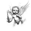 cherub with m240 tattoo design idea