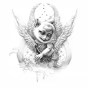 cherub with m240 tattoo design idea