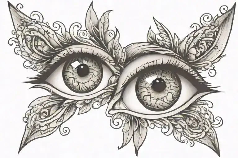 two realistic female eyes tattoo design idea