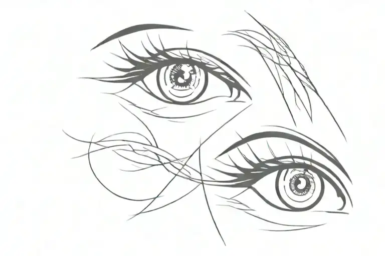 two realistic female eyes tattoo design idea