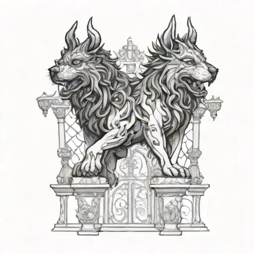 Cerberus guarding the gates tattoo design idea