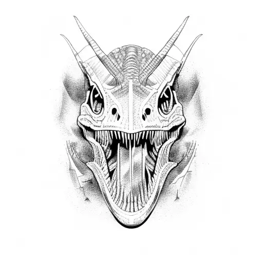 Dinosaur raptor velociraptor skull tattoo design idea