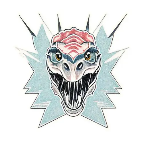 dinosaur raptor velociraptor skull  tattoo design idea