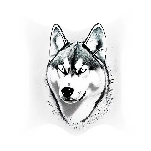 Black and White Dog and Wolf Print Thigh Tattoo