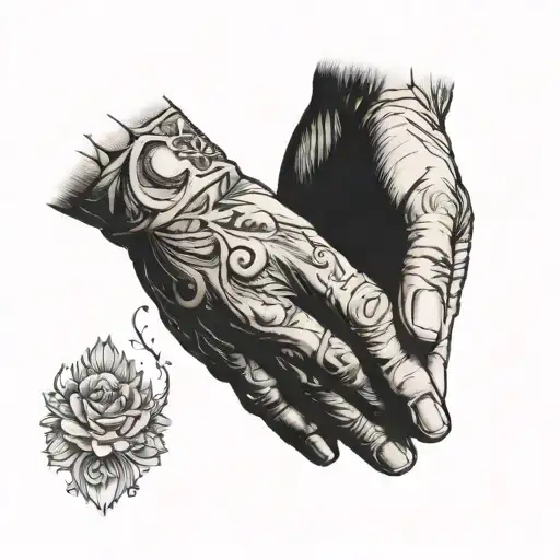 grandma holding hands tattoo design idea