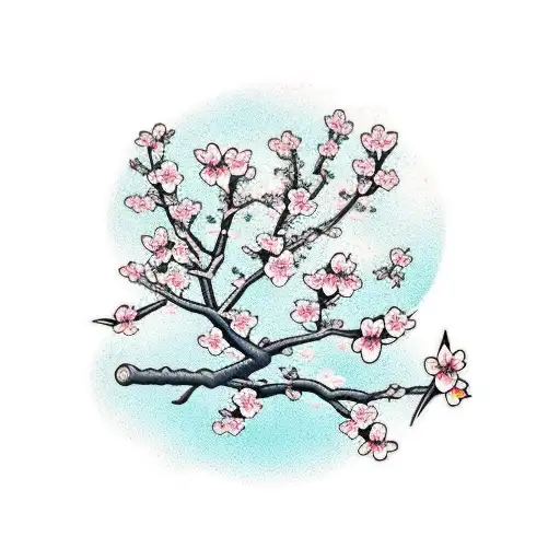 Cherry blossom tree cyber sigil tattoo design idea