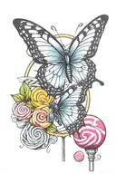 butterfly and lollipop  tattoo design idea
