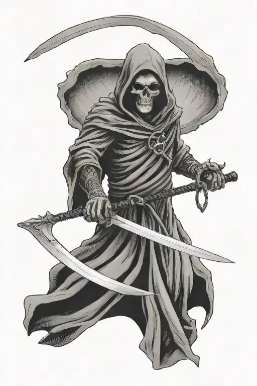 grim reaper holding a sword tattoo design idea