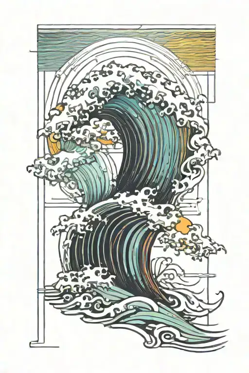 wave, Lines,  tattoo design idea