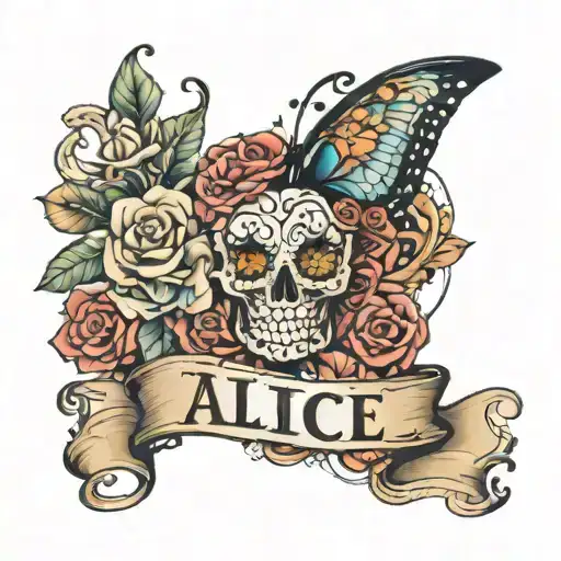 name Alice tattoo design idea