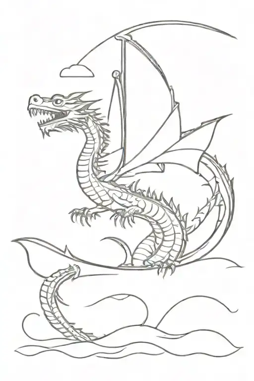 dragon and boat tattoo design idea