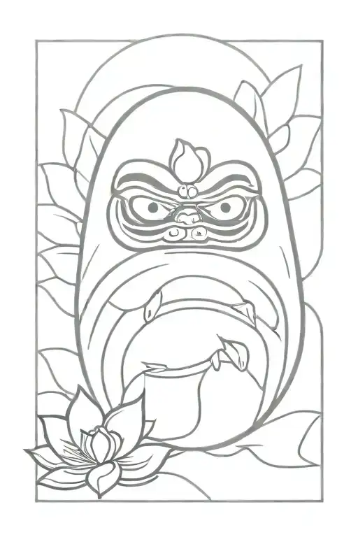 Daruma tattoo with lotus flower background  tattoo design idea