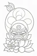 Daruma tattoo with lotus flower background  tattoo design idea