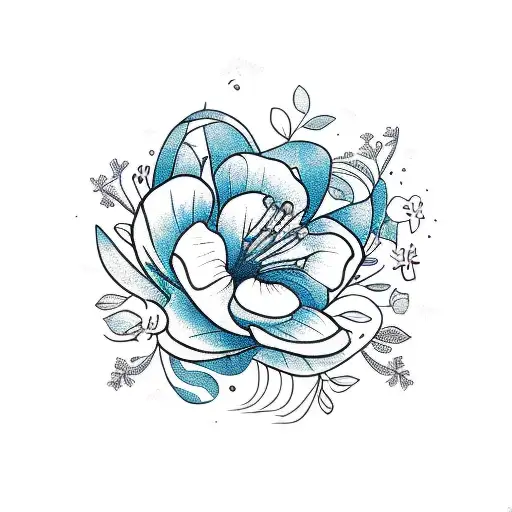 Ohana with flowers tattoo design idea