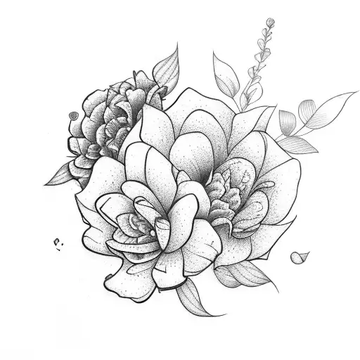 flowers with Ohana word tattoo design idea