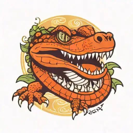 half baby half alligator with Isla written under it  tattoo design idea