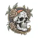 skull with Isla Marie written under it  tattoo design idea