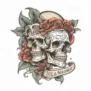 skull with Isla Marie written under it  tattoo design idea