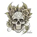 skull with Isla Marie written under it  tattoo design idea