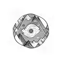 A mountain range shaped like a ying-yang symbol with stars scattered across the sky tattoo design idea