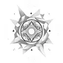 A mountain range shaped like a ying-yang symbol with stars scattered across the sky tattoo design idea