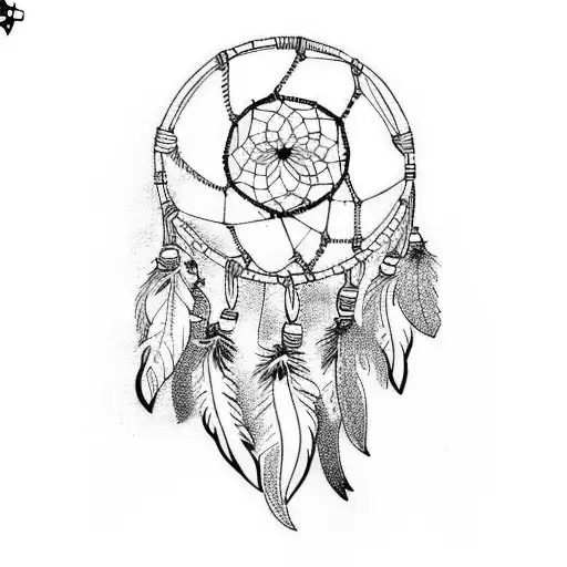 Geometric "Dream Catcher" Tattoo Idea BlackInk AI