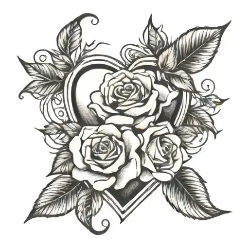 Ellie Sarah Hay with heart and roses tattoo design idea