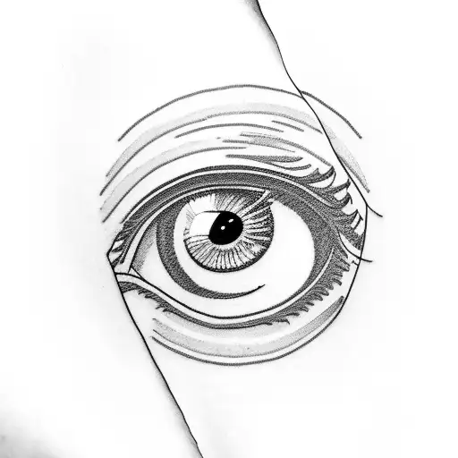 tearing eye, inside the pupil a man comforting a kid tattoo design idea