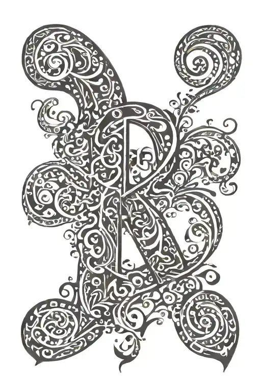 kids initials K P M J M J B letters tattoo design idea