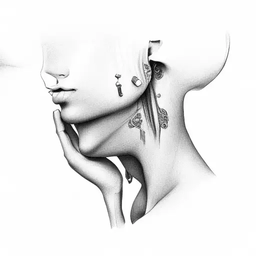 lips on neck  tattoo design idea