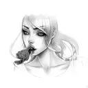 lips on neck  tattoo design idea